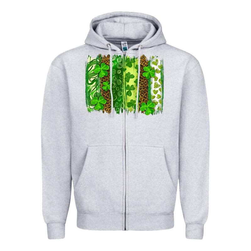 St Patricks Day Brush Stroke Zipper Hoodie by RanaPortraitStore | Teevron