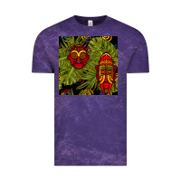 Cloud Purple african masks and monstera leaf seamless pattern Vintage Tee - BundleAndBundleShop