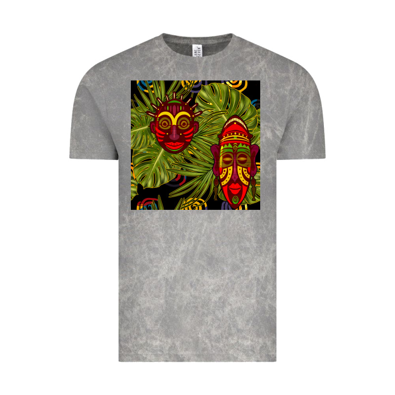 African Masks And Monstera Leaf Seamless Pattern Vintage Tee by BundleAndBundleShop | Teevron
