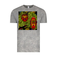 Cloud Rock african masks and monstera leaf seamless pattern Vintage Tee - BundleAndBundleShop