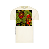 Vintage Arctic african masks and monstera leaf seamless pattern Vintage Tee - BundleAndBundleShop