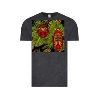 Vintage Black african masks and monstera leaf seamless pattern Vintage Tee - BundleAndBundleShop