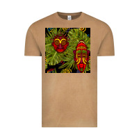 Vintage Camel african masks and monstera leaf seamless pattern Vintage Tee - BundleAndBundleShop