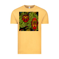 Vintage Mustard african masks and monstera leaf seamless pattern Vintage Tee - BundleAndBundleShop