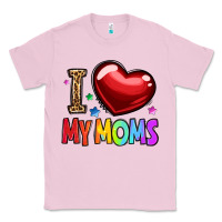 Bubblegum Pink i love my moms Classic Tee - OliviaCreatesArt