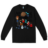 Black winter festive essentials Long Sleeve Tee - CowhideDigitalArt