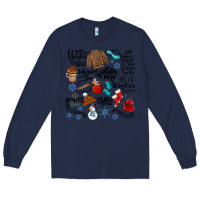 Navy winter festive essentials Long Sleeve Tee - CowhideDigitalArt