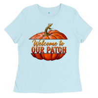 Baby Blue welcome to our patch Ladies Tee - BundleAndBundleShop
