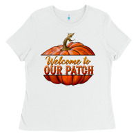 White welcome to our patch Ladies Tee - BundleAndBundleShop