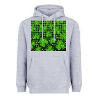 Heather Grey Saint Patricks Day Shamrock And Plaid Heavyweight Hoodie - RanaPortraitStore