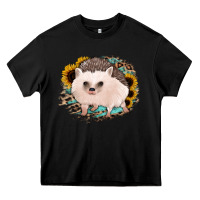 Black hedgehog with sunflowers and leopard Heavy Core Tee - Jasminsmagicworld