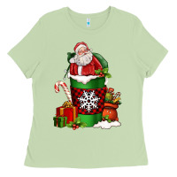 Matcha Christmas Santa Claus Coffee Cup Ladies Tee - FaDigitalArtStudio
