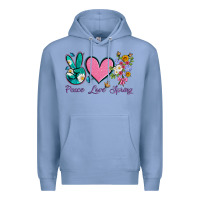 Colony Blue peace love springwith flowers and butterfly Premium Hoodie - Artiststas