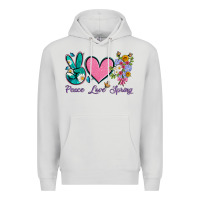 Dove Grey peace love springwith flowers and butterfly Premium Hoodie - Artiststas