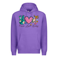 Purple peace love springwith flowers and butterfly Premium Hoodie - Artiststas