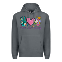 Rock peace love springwith flowers and butterfly Premium Hoodie - Artiststas
