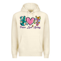Sandshell peace love springwith flowers and butterfly Premium Hoodie - Artiststas