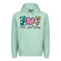 Seafoam peace love springwith flowers and butterfly Premium Hoodie - Artiststas