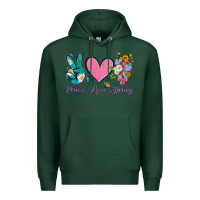 Sports Green peace love springwith flowers and butterfly Premium Hoodie - Artiststas