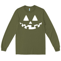 Army Green halloween jack o lantern (white) Long Sleeve Tee - artisFamous