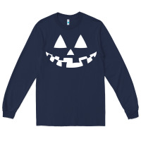 Navy halloween jack o lantern (white) Long Sleeve Tee - artisFamous