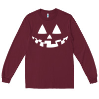 Burgundy halloween jack o lantern (white) Long Sleeve Tee - artisFamous