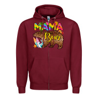 Burgundy mama bear summer Zipper Hoodie - RanaPortraitStore