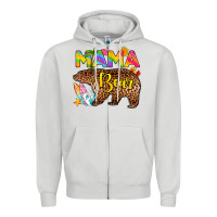 Dove Grey mama bear summer Zipper Hoodie - RanaPortraitStore