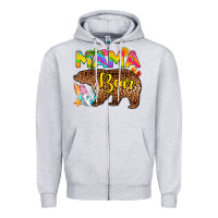Heather Grey mama bear summer Zipper Hoodie - RanaPortraitStore