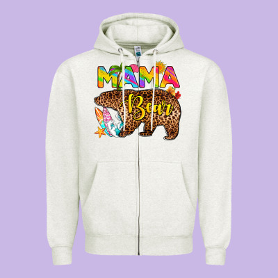 Mama Bear Summer Zipper Hoodie Designed By Ranaportraitstore