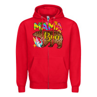 Red mama bear summer Zipper Hoodie - RanaPortraitStore