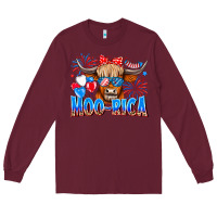Burgundy moo rica Long Sleeve Tee - CowhideDigitalArt