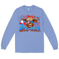 Colony Blue moo rica Long Sleeve Tee - CowhideDigitalArt