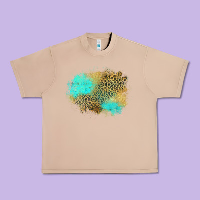Turquoise Leopard Patch Urban Heavy Tee Designed By Jasminsmagicworld