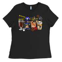 Black Police Coffee Cups Ladies Tee - FaDigitalArtStudio