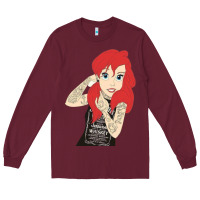 Burgundy ariel tatoo Long Sleeve Tee - artisFamous