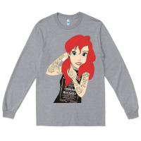 Heather Grey ariel tatoo Long Sleeve Tee - artisFamous