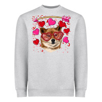 Heather Grey valentine's shiba inu Heavyweight Sweatshirt - RanaPortraitStore