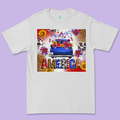 Fourth Of July America Truck Premium Tee Designed By Fadigitalartstudio