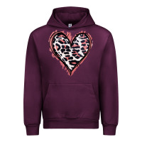 Mauve Wine Leopard Glitter Heart Urban Hoodie - Jasminsmagicworld