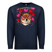 Navy valentine's shiba inu Premium Sweatshirt - RanaPortraitStore