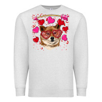 Oatmeal Heather valentine's shiba inu Premium Sweatshirt - RanaPortraitStore