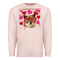 Pale Pink valentine's shiba inu Premium Sweatshirt - RanaPortraitStore