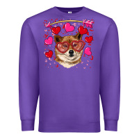 Purple valentine's shiba inu Premium Sweatshirt - RanaPortraitStore