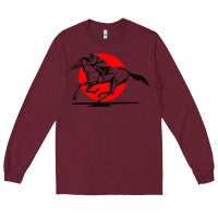 Burgundy horse racing Long Sleeve Tee - artisFamous