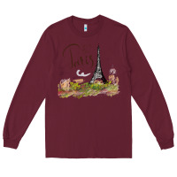 Burgundy paris Long Sleeve Tee - artisFamous