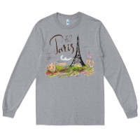 Heather Grey paris Long Sleeve Tee - artisFamous