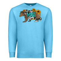 Ocean Blue baby bear mini sunflowers leopard cowhide mother's day Premium Sweatshirt - Jasminsmagicworld