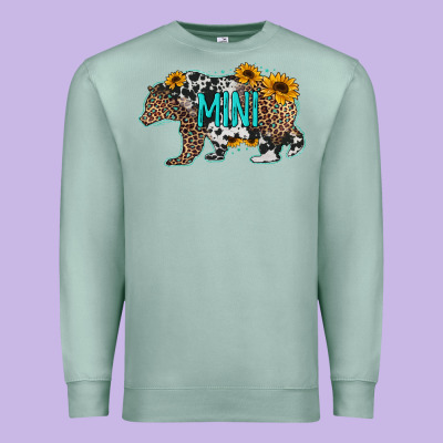 Baby Bear Mini Sunflowers Leopard Cowhide Mother's Day Premium Sweatshirt Designed By Jasminsmagicworld