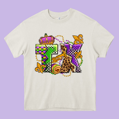 Texas Mardi Gras Olivia Heavy Core Tee Designed By Oliviacreatesart